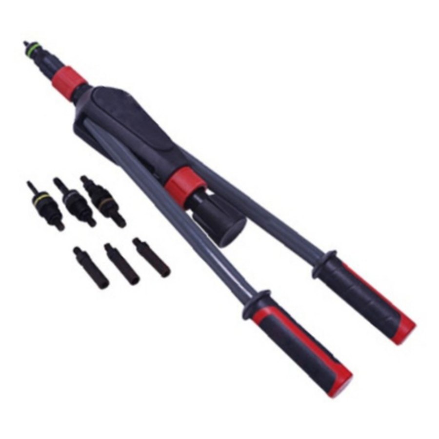Rivet nut tool supplied with a nosepiece set