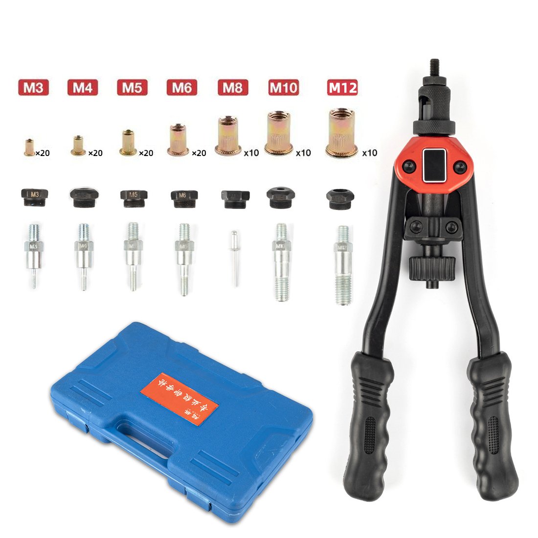 Rivet nut tool kit in a moulded case